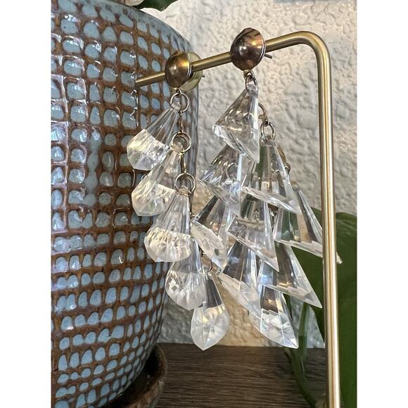 Vintage Gold/Bronze Tone Dangle Beaded Chain Drop Earrings EUC - Picture 3 of 7